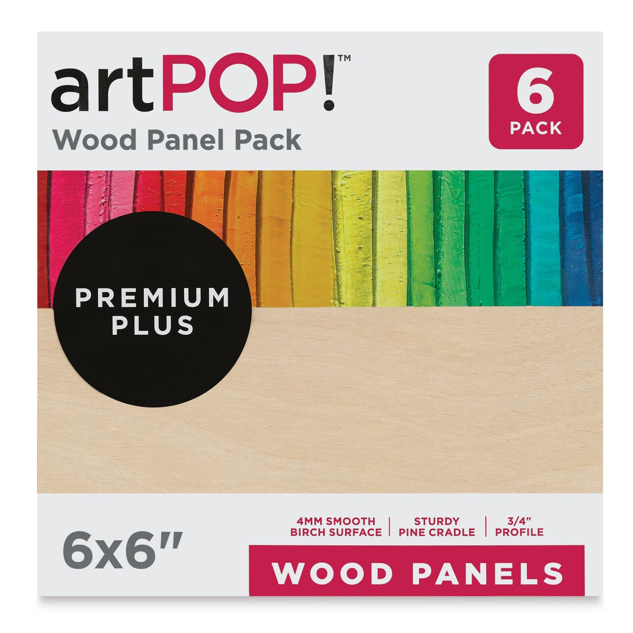 artPOP! Wood Panel Pack, 8 x 10 inches, Package of 6 Birch Wood Craft Panel Boards, 3/4 inch profile Pine Cradle for Pouring, Crafting, Painting
